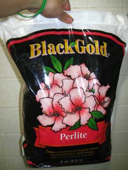 A bag of Black Gold perlite