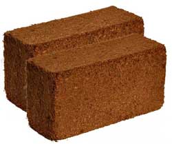 Two coco coir bricks - a great base for growing cannabis in a hand-watered hydro setup